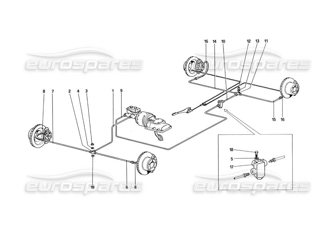 ferrari 328 (1985) brake system diagrama de piezas