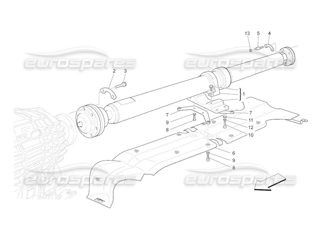 maserati grancabrio (2011) 4.7 tubo de transmisión diagrama de piezas