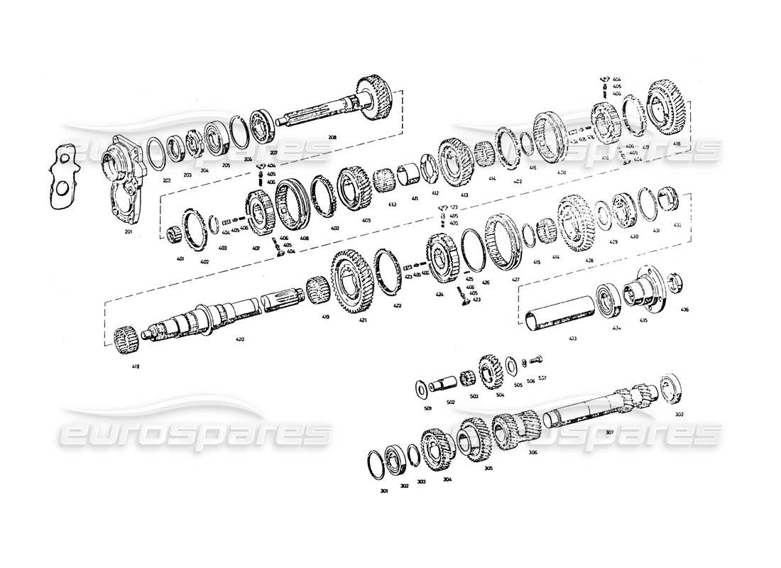 maserati khamsin engranajes de transmisión diagrama de piezas