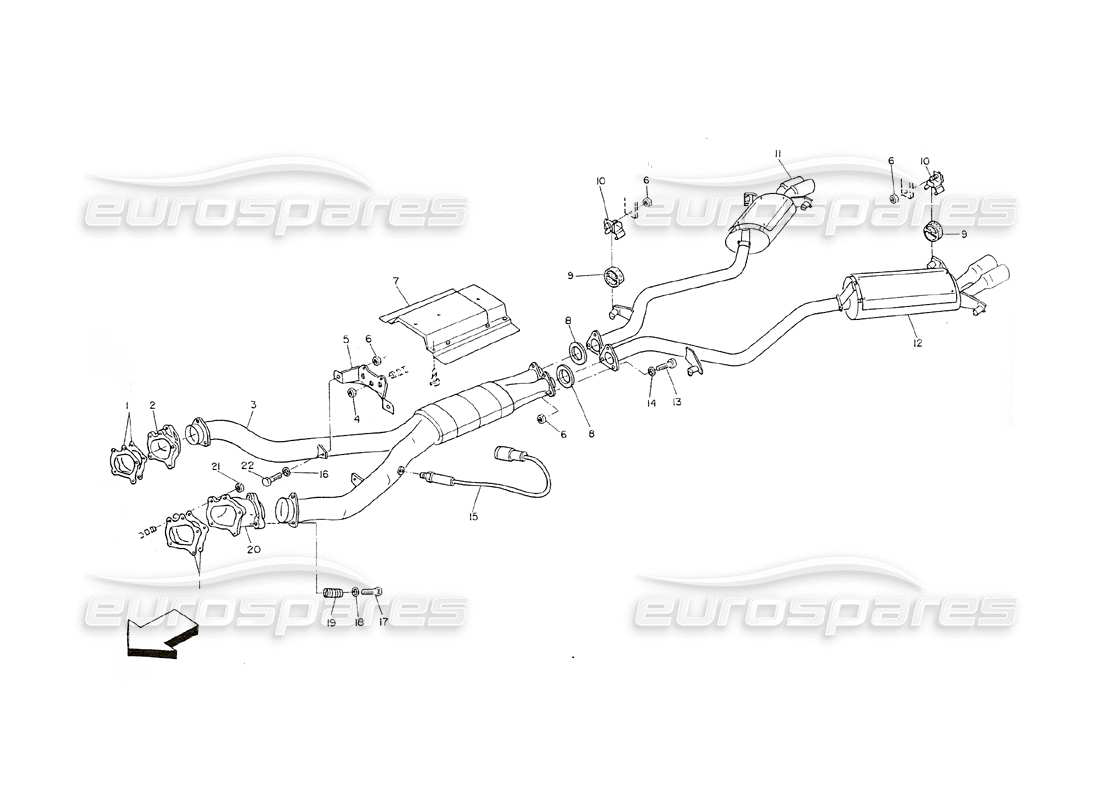 maserati shamal sistema de escape catalizado diagrama de piezas