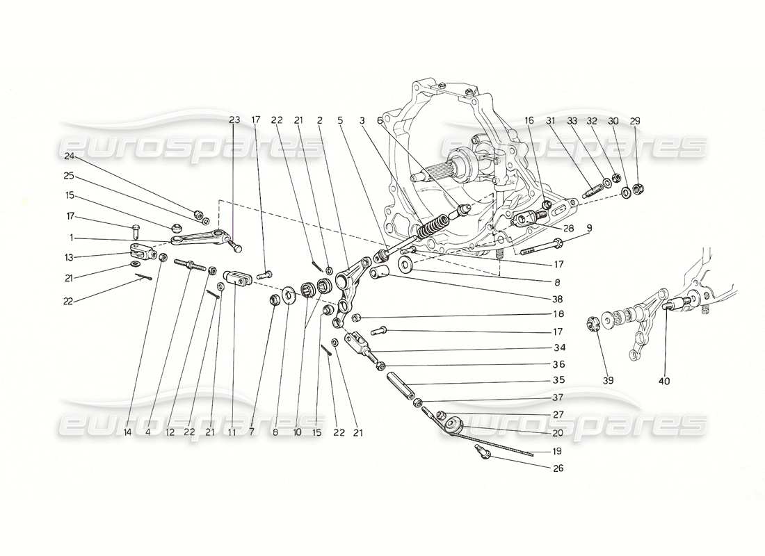 ferrari 308 gt4 dino (1976) clutch operating control diagrama de piezas