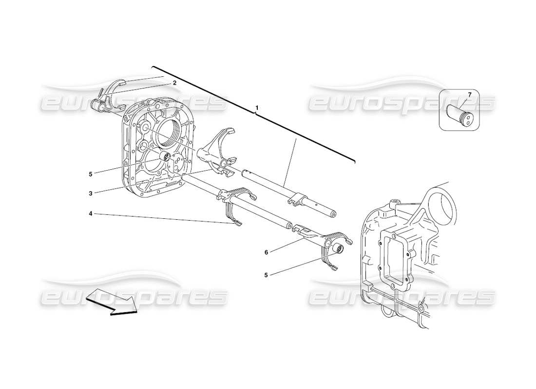 ferrari 430 challenge (2006) diagrama de piezas de los controles internos de la caja de cambios