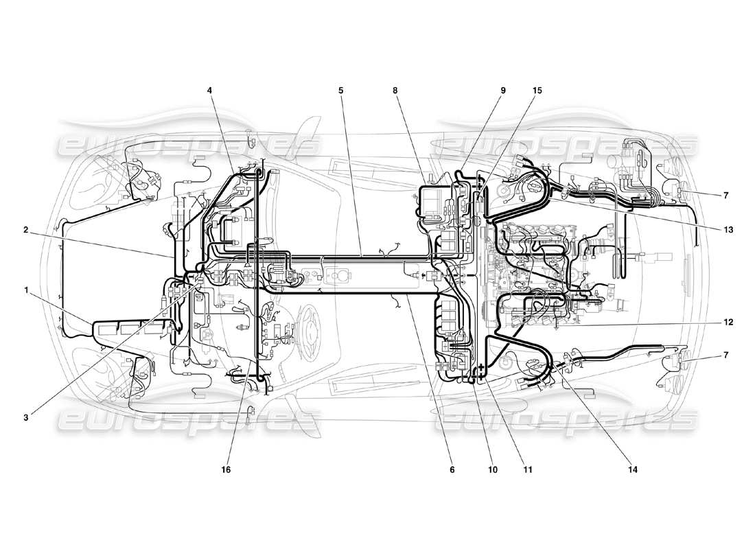 ferrari 360 challenge (2000) diagrama de piezas del sistema eléctrico