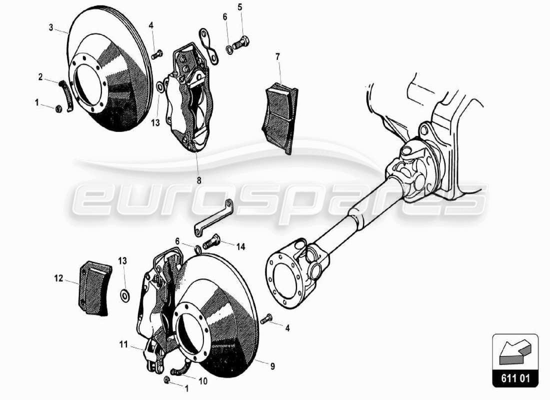 lamborghini 350 gt diagrama de piezas del sistema de frenos