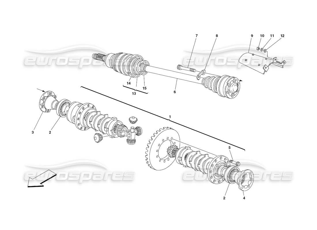 ferrari 430 challenge (2006) diagrama de piezas del diferencial y los semiejes