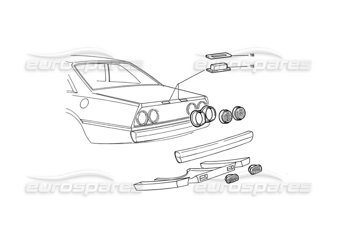 ferrari 412 (coachwork) diagrama de piezas de las luces traseras