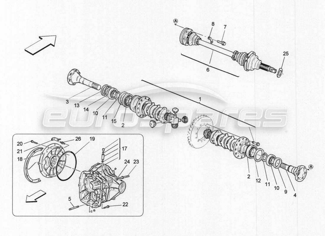 maserati granturismo special edition ejes diferencial y eje trasero diagrama de piezas