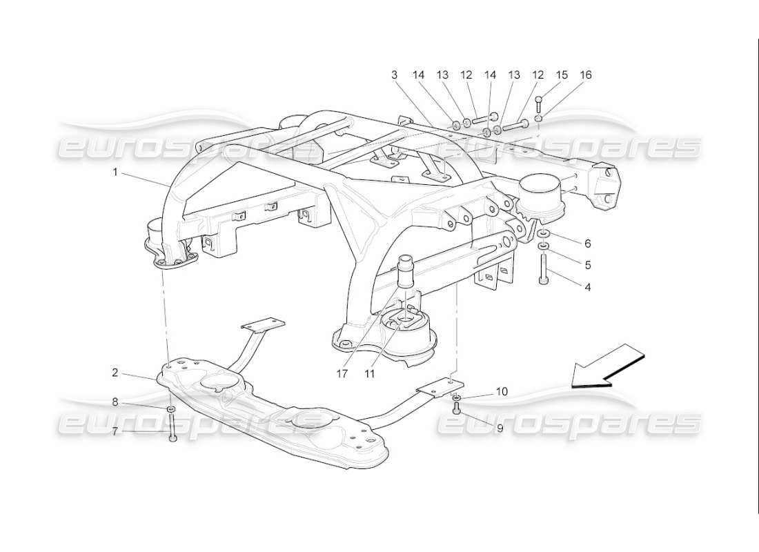 maserati qtp. (2007) 4.2 f1 diagrama de piezas del chasis trasero