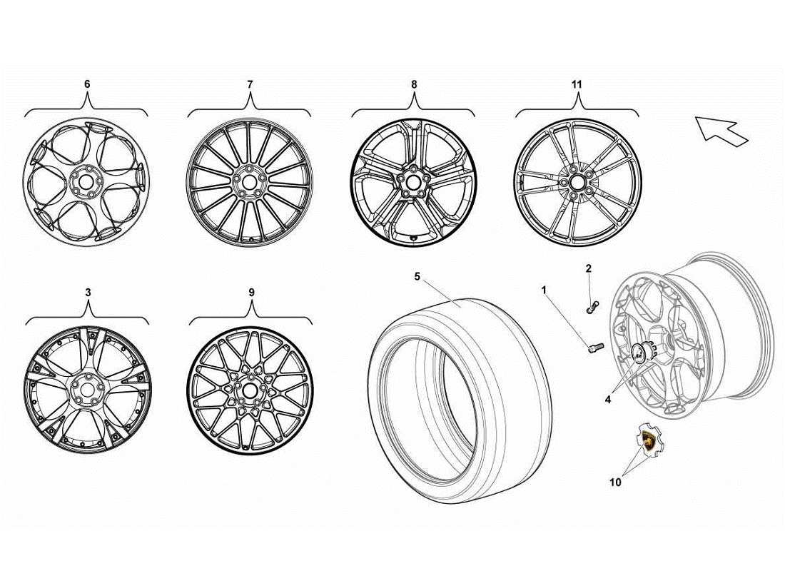lamborghini gallardo lp570-4s perform diagrama de piezas del neumático trasero