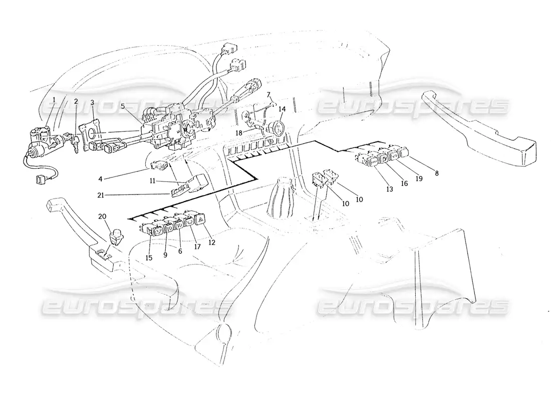 maserati karif 2.8 interruptores y dirección diagrama de piezas