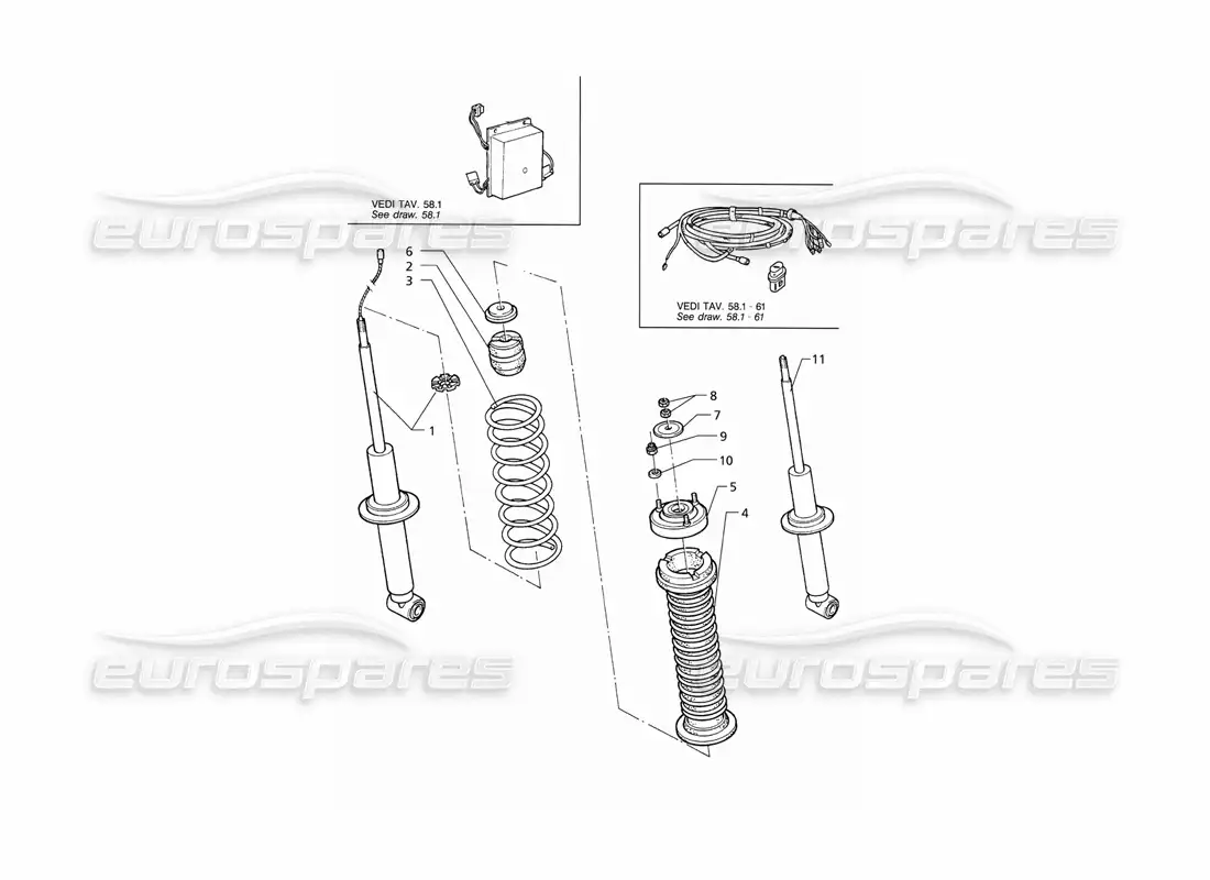 maserati qtp v6 (1996) amortiguador trasero diagrama de piezas