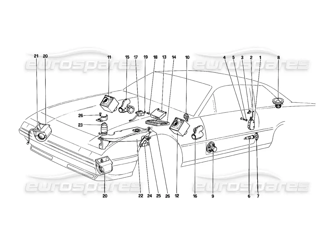 ferrari 412 (mechanical) refrigeración ventiladores eléctricos - calefacción - arandela y radic diagrama de piezas