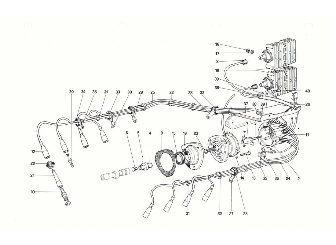 ferrari 208 gtb gts encendido del motor diagrama de piezas