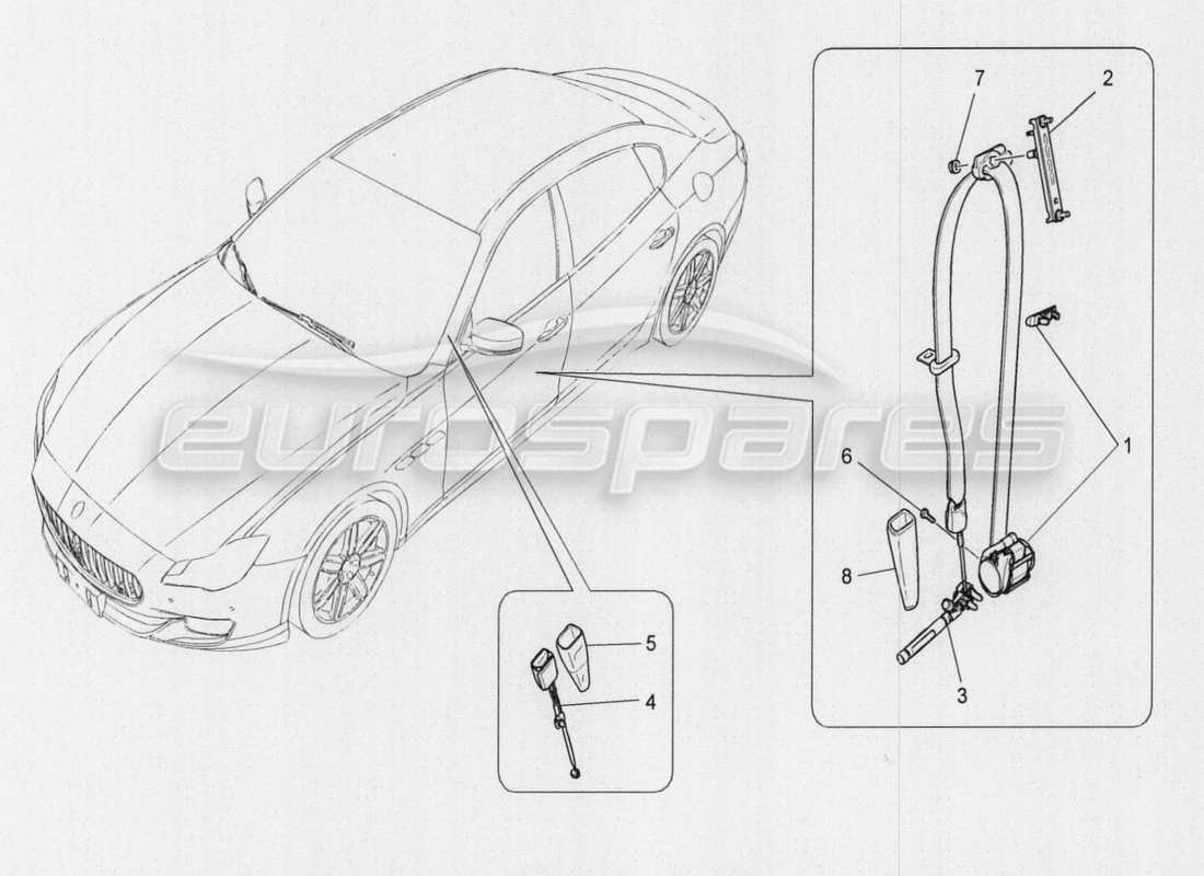maserati qtp. v8 3.8 530bhp auto 2015 diagrama de piezas de los cinturones de seguridad delanteros