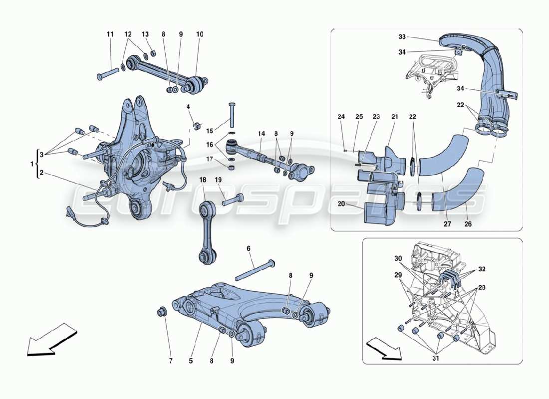 ferrari 488 challenge rear suspension diagrama de piezas