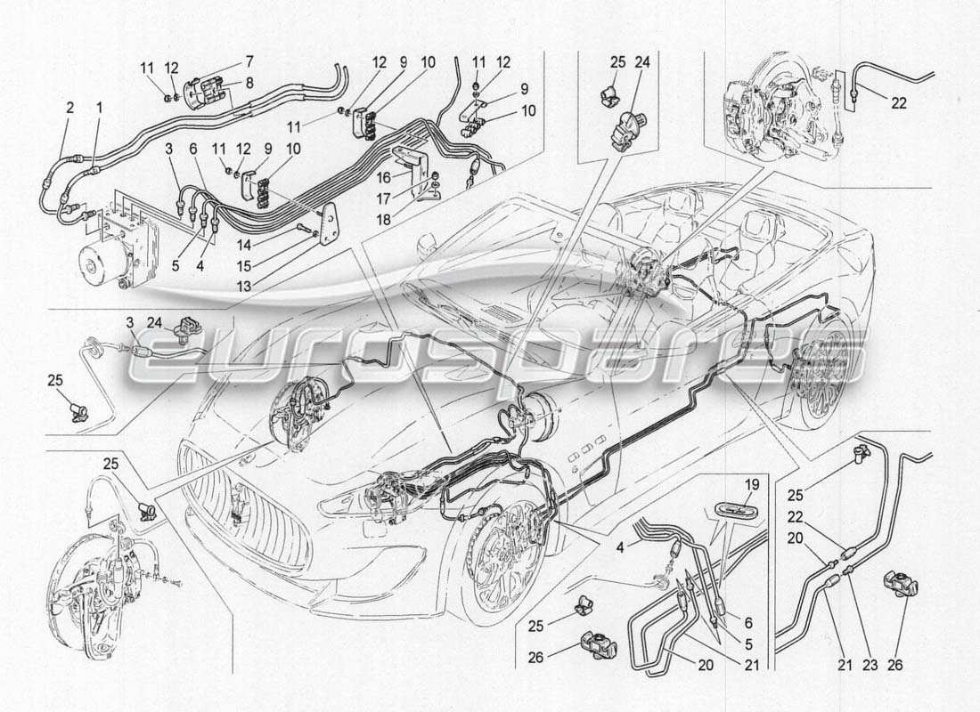 maserati grancabrio mc centenario tubería diagrama de piezas