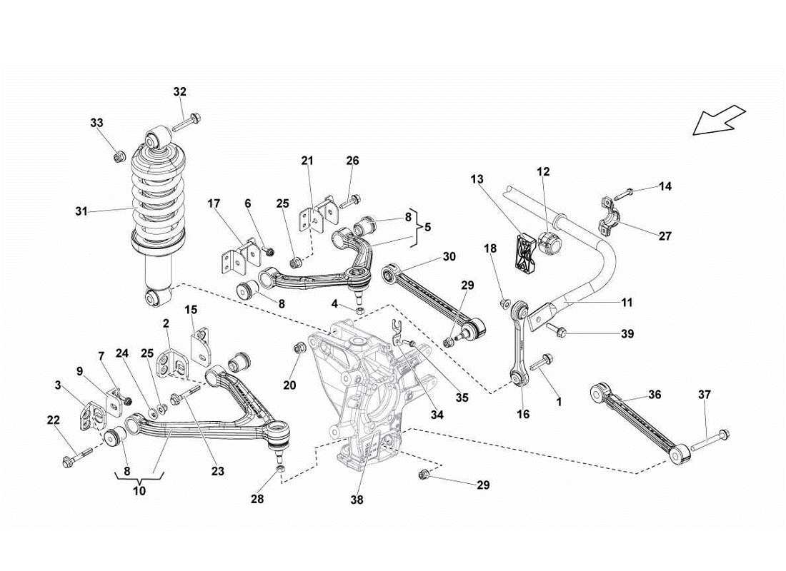 lamborghini gallardo lp560-4s update diagrama de piezas de los brazos traseros