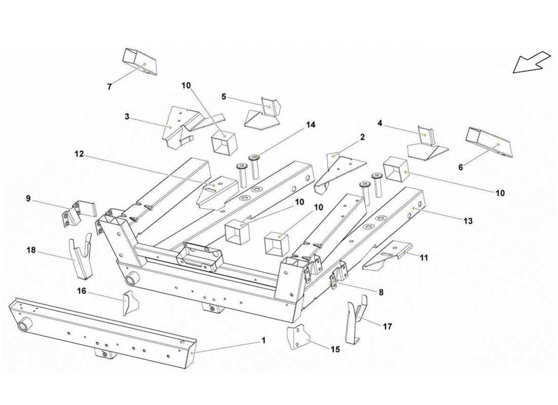lamborghini gallardo lp560-4s update diagrama de piezas de los elementos del marco frontal