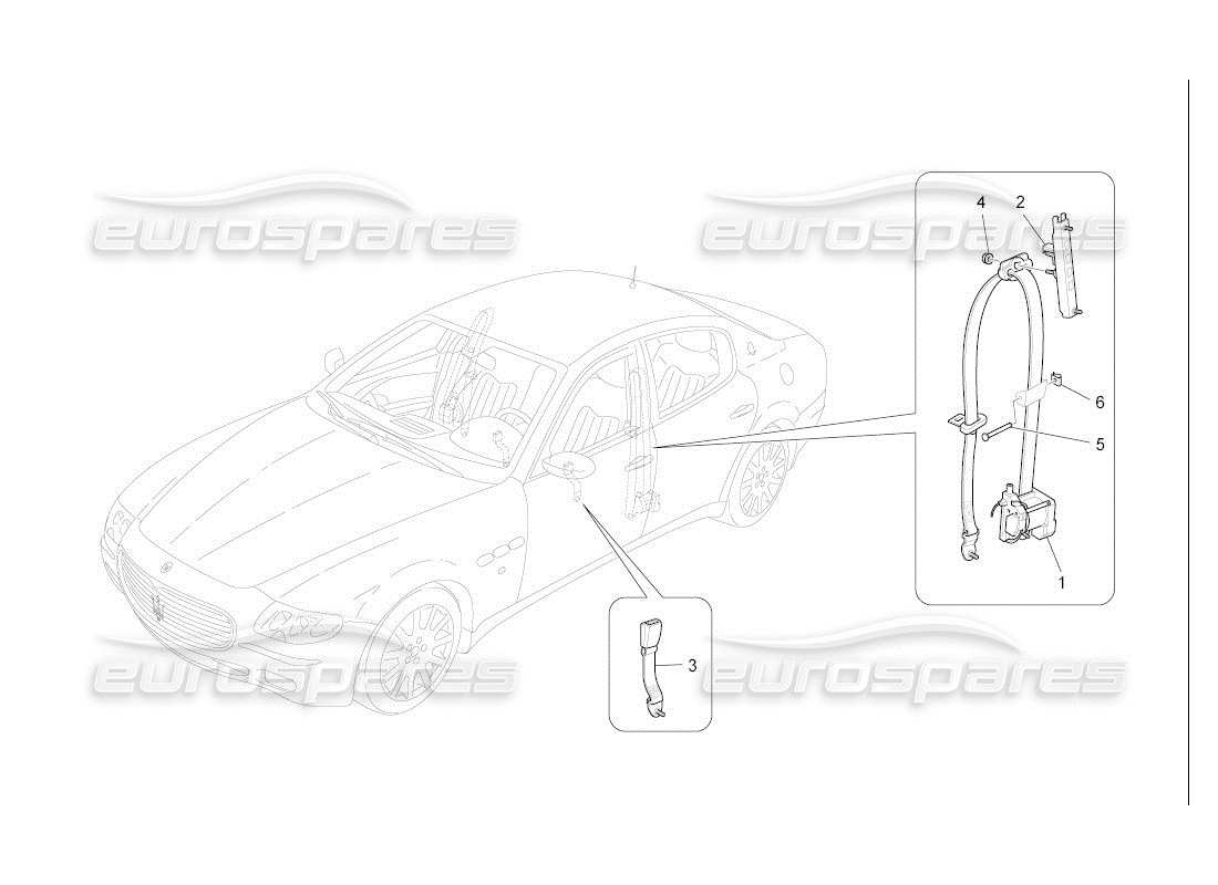 maserati qtp. (2007) 4.2 auto diagrama de piezas de los cinturones de seguridad delanteros
