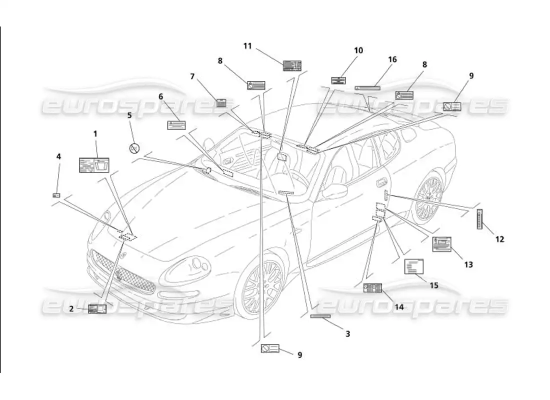 maserati 4200 gransport (2005) platos diagrama de piezas