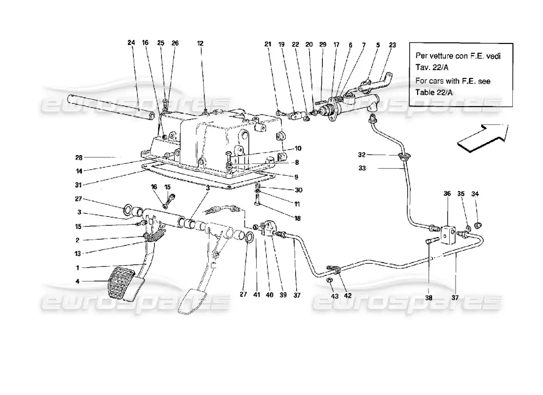 ferrari mondial 3.4 t coupe/cabrio control de liberación de embrague - válido para gd diagrama de piezas