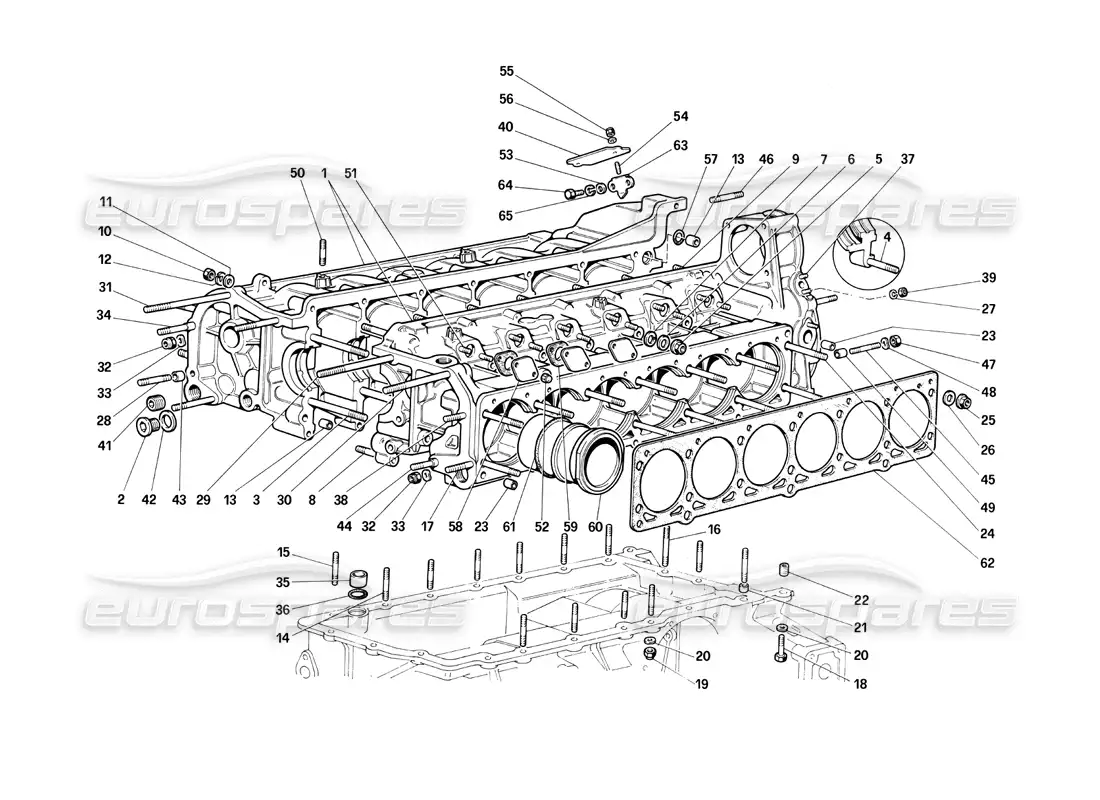 ferrari testarossa (1990) crankcase diagrama de piezas
