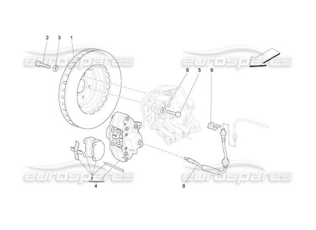 maserati qtp. (2005) 4.2 diagrama de piezas de los dispositivos de frenado en las ruedas traseras