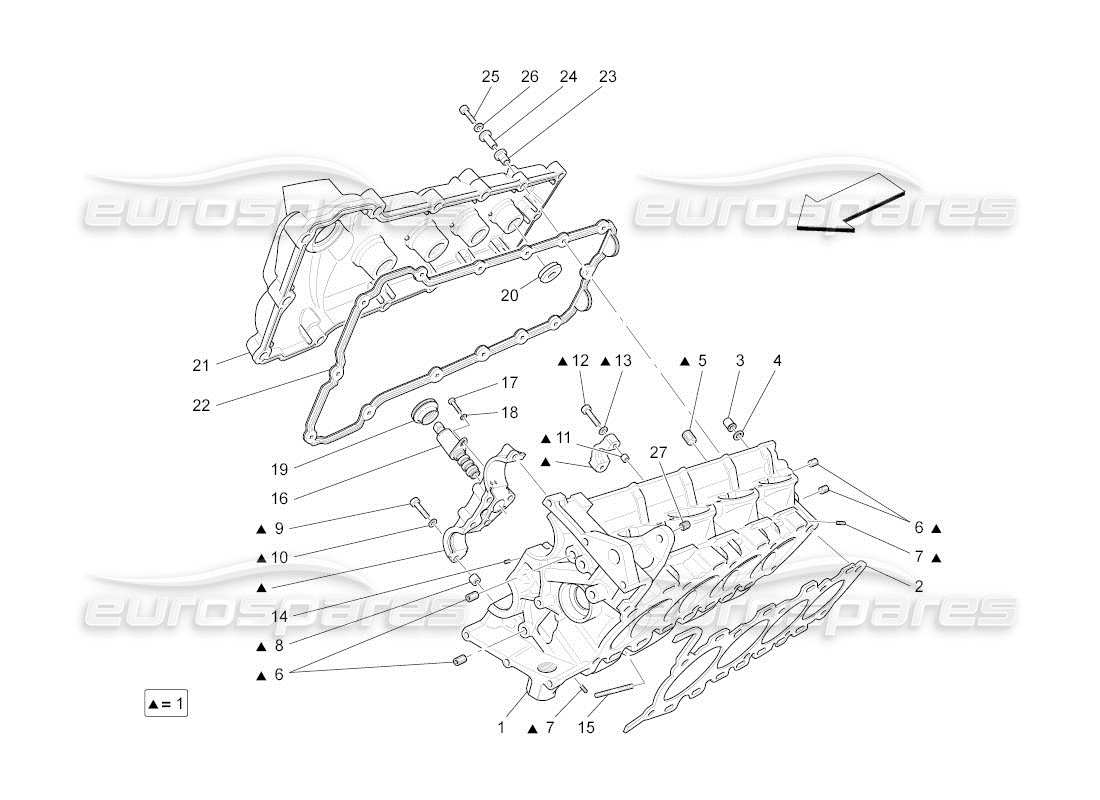 maserati qtp. (2010) 4.2 auto culata derecha diagrama de piezas