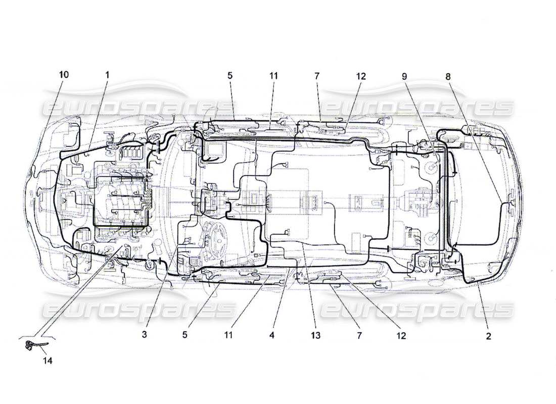 maserati qtp. (2010) 4.7 cableado principal diagrama de piezas
