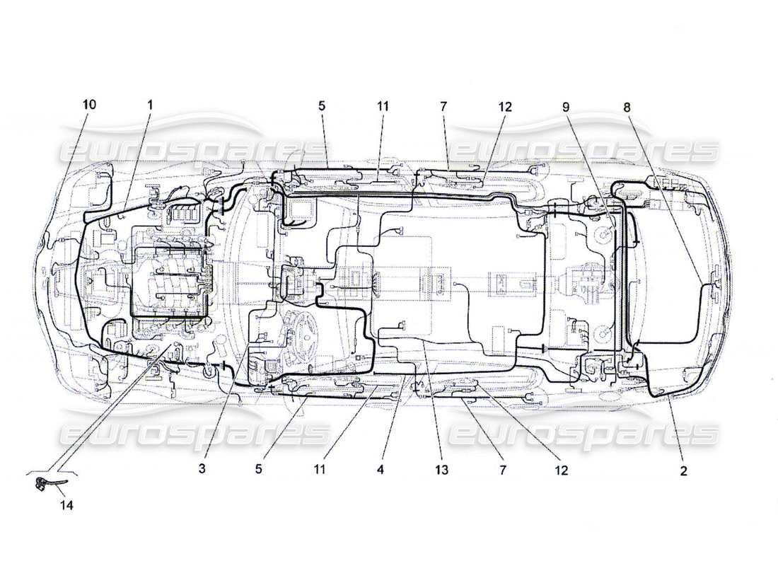 maserati qtp. (2010) 4.7 diagrama de piezas de cableado principal