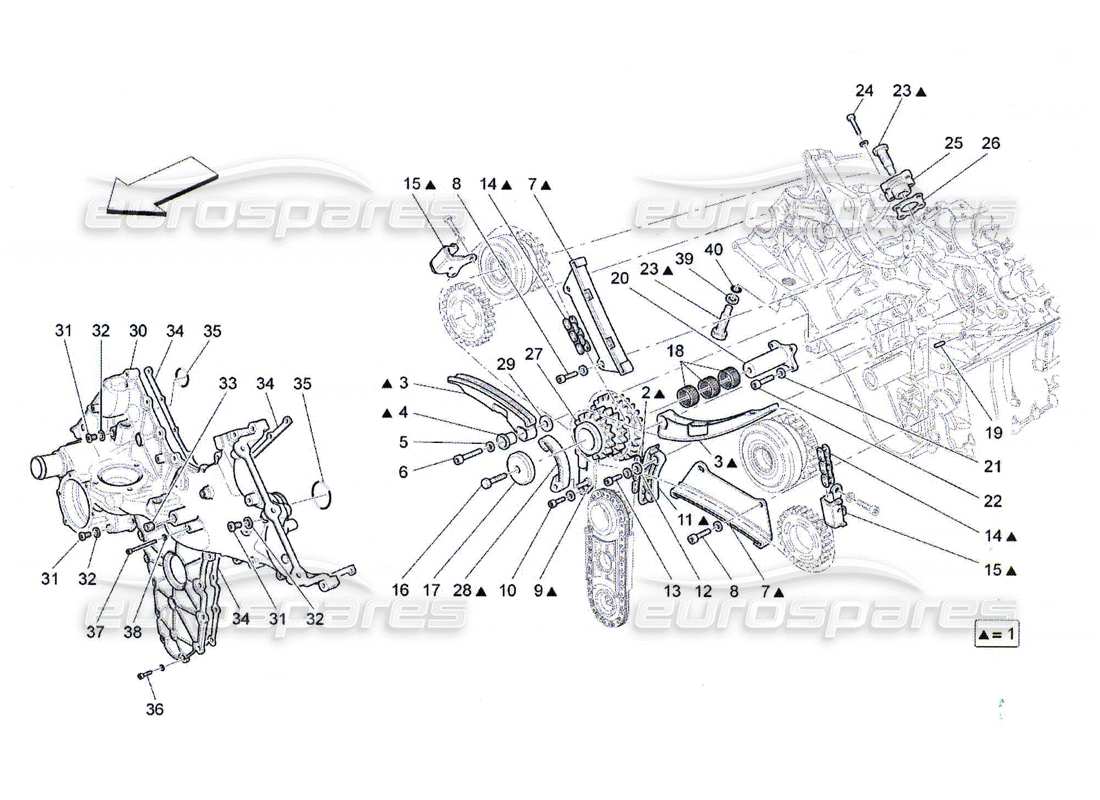 maserati qtp. (2010) 4.7 diagrama de piezas de sincronización