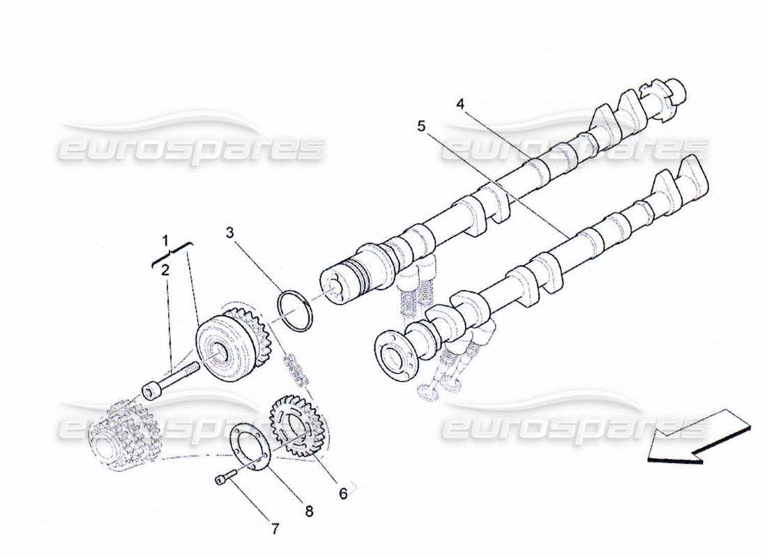 maserati qtp. (2010) 4.2 diagrama de piezas de los árboles de levas de la culata izquierda