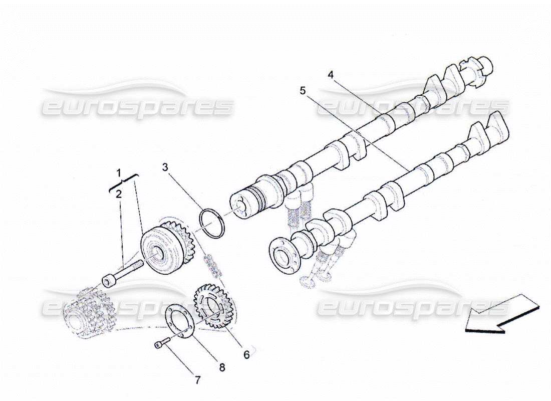 maserati qtp. (2010) 4.2 árboles de levas de culata izquierda diagrama de piezas