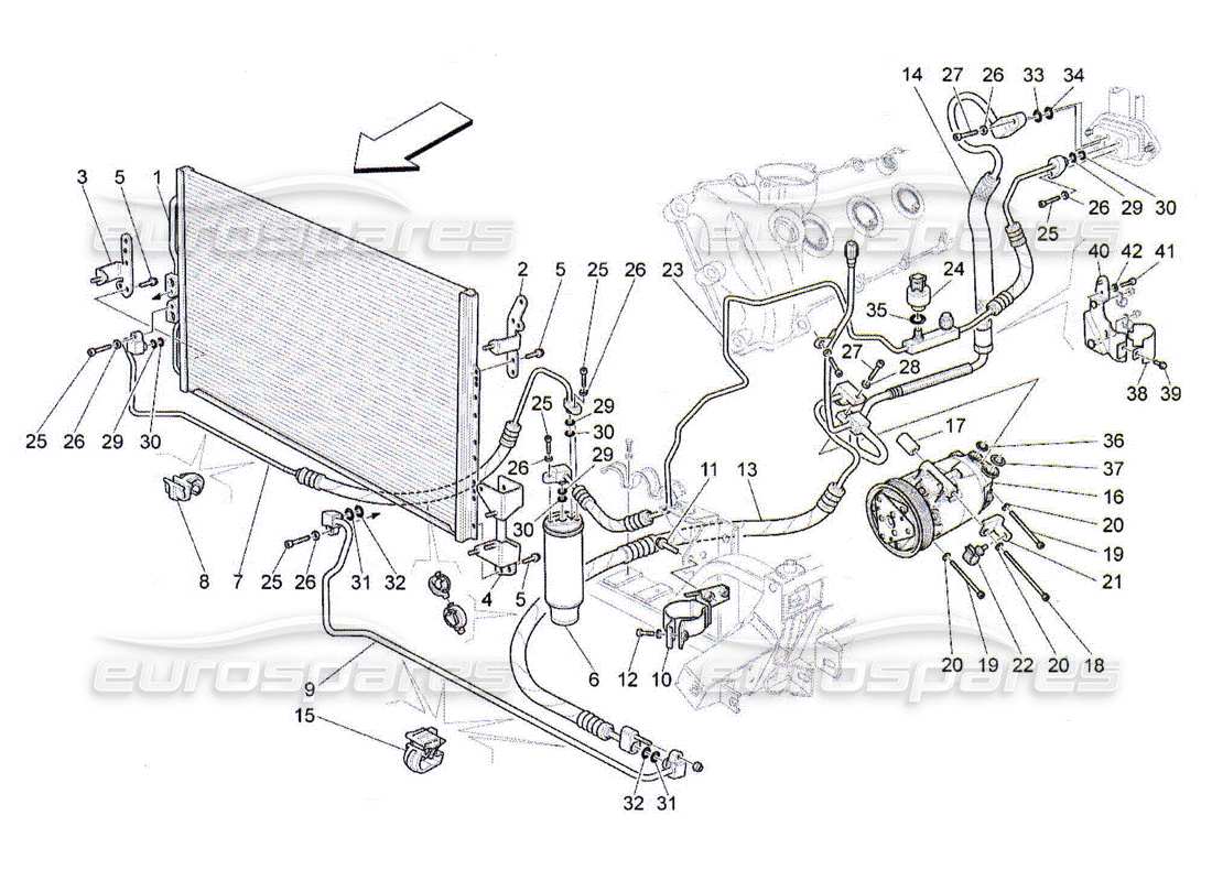 maserati qtp. (2010) 4.2 unidad a c: diagrama de piezas de los dispositivos del compartimento del motor