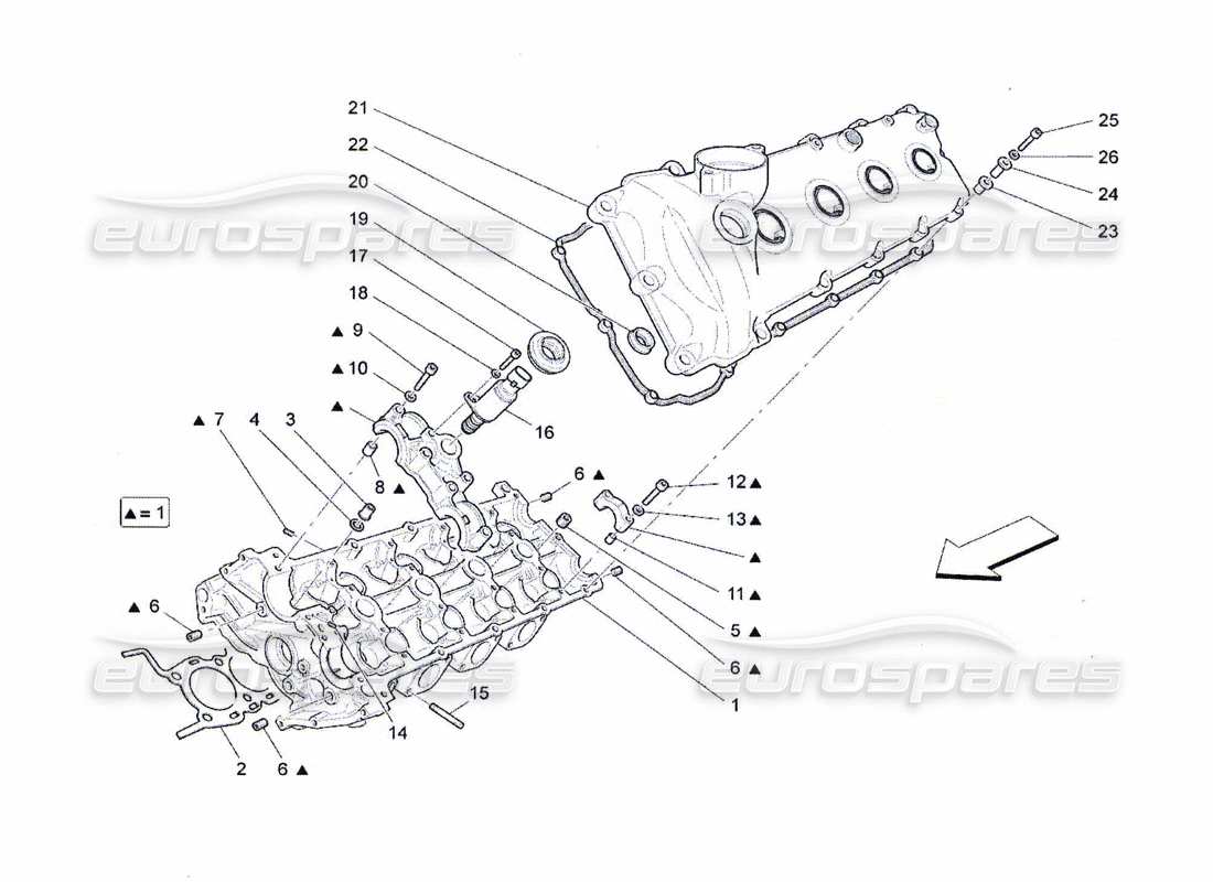 maserati qtp. (2010) 4.7 culata izquierda diagrama de piezas