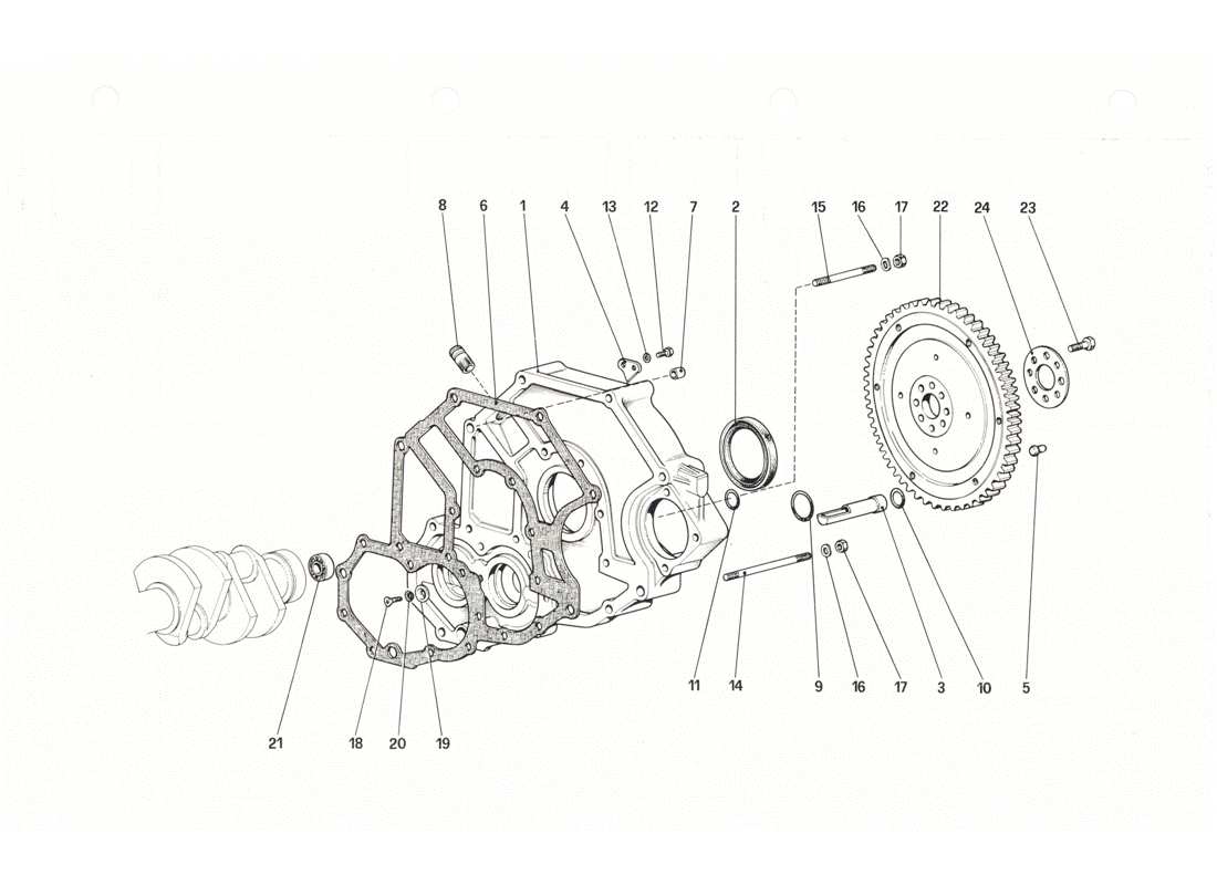 ferrari 208 gtb gts espaciador de carcasa de volante y embrague diagrama de piezas