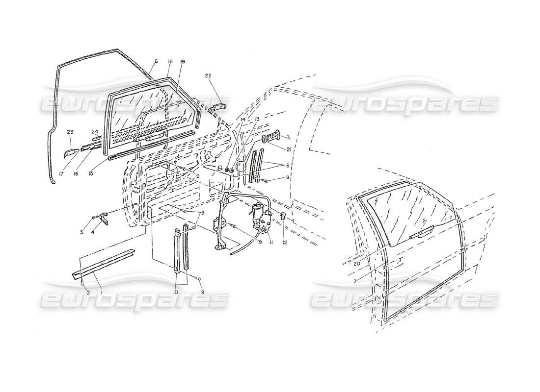 maserati shamal puertas - elevadores de vidrios y ventanas diagrama de piezas