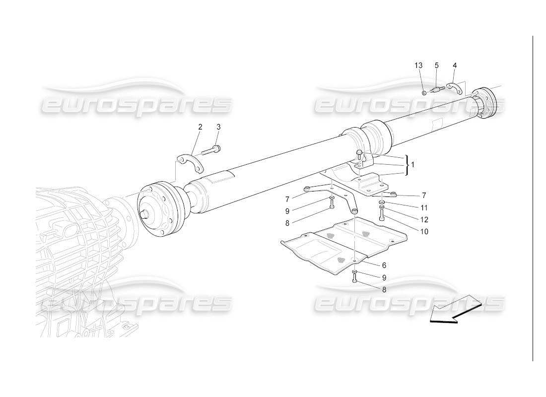 maserati qtp. (2007) 4.2 auto diagrama de piezas de tubería de transmisión