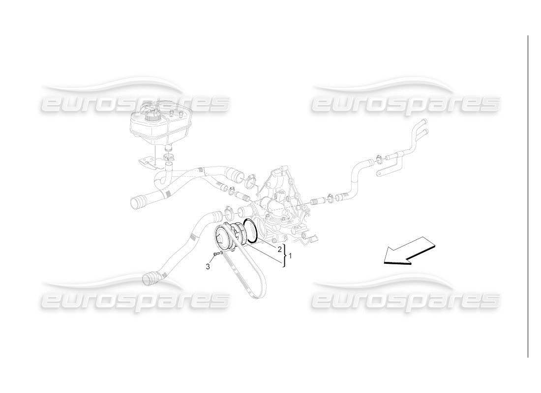 maserati qtp. (2007) 4.2 auto sistema de refrigeración: diagrama de piezas de la bomba de agua