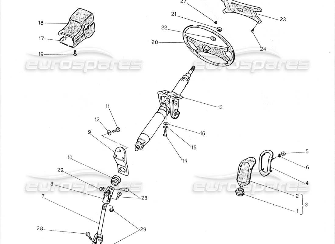 maserati 228 diagrama de piezas del eje de dirección y la rueda