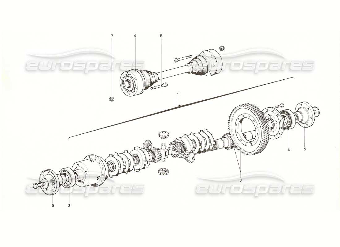 ferrari 308 gt4 dino (1976) diagrama de piezas del diferencial y del semieje (hasta el número de caja de cambios 692)