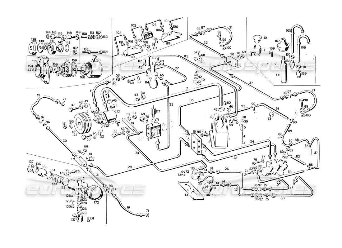 maserati khamsin control de freno diagrama de piezas