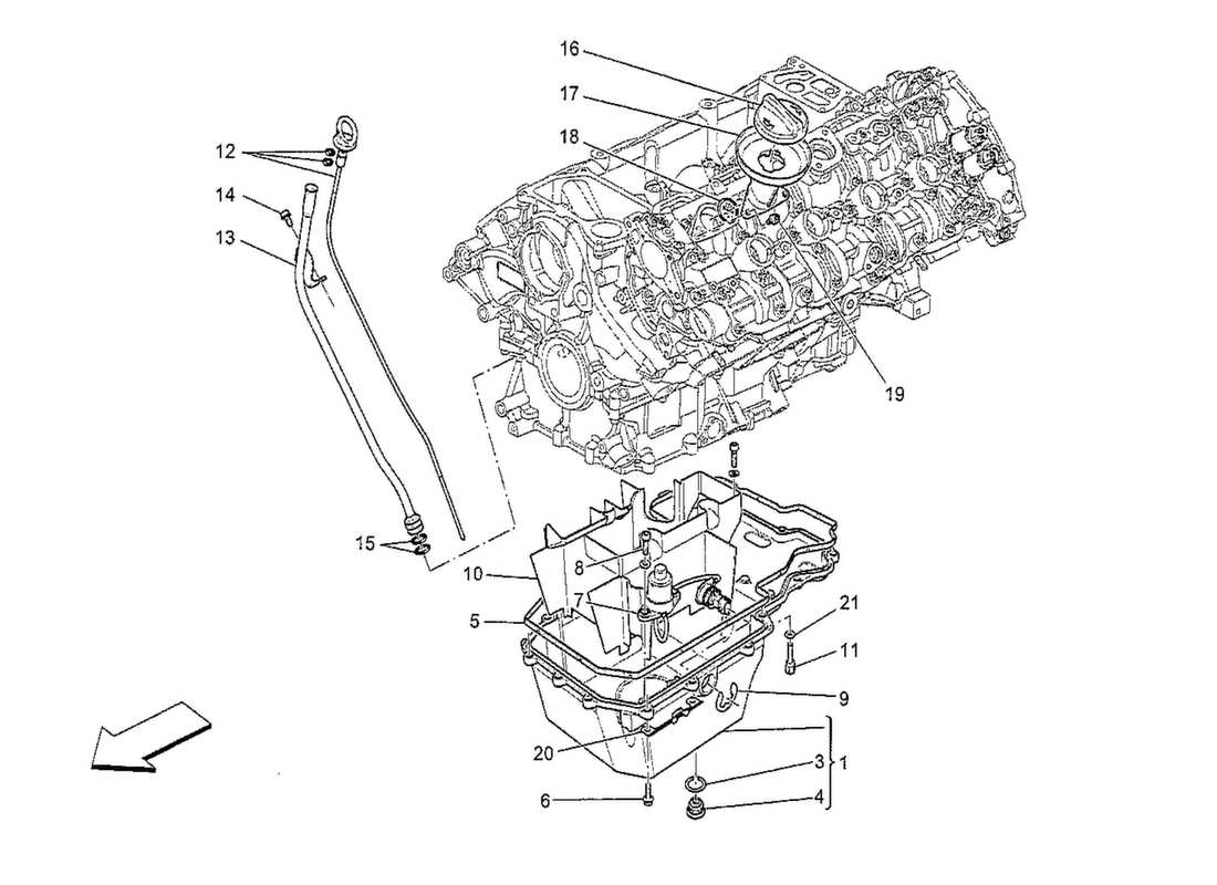 maserati qtp. v8 3.8 530bhp 2014 sistema de lubricación: diagrama de piezas del circuito y de la colección