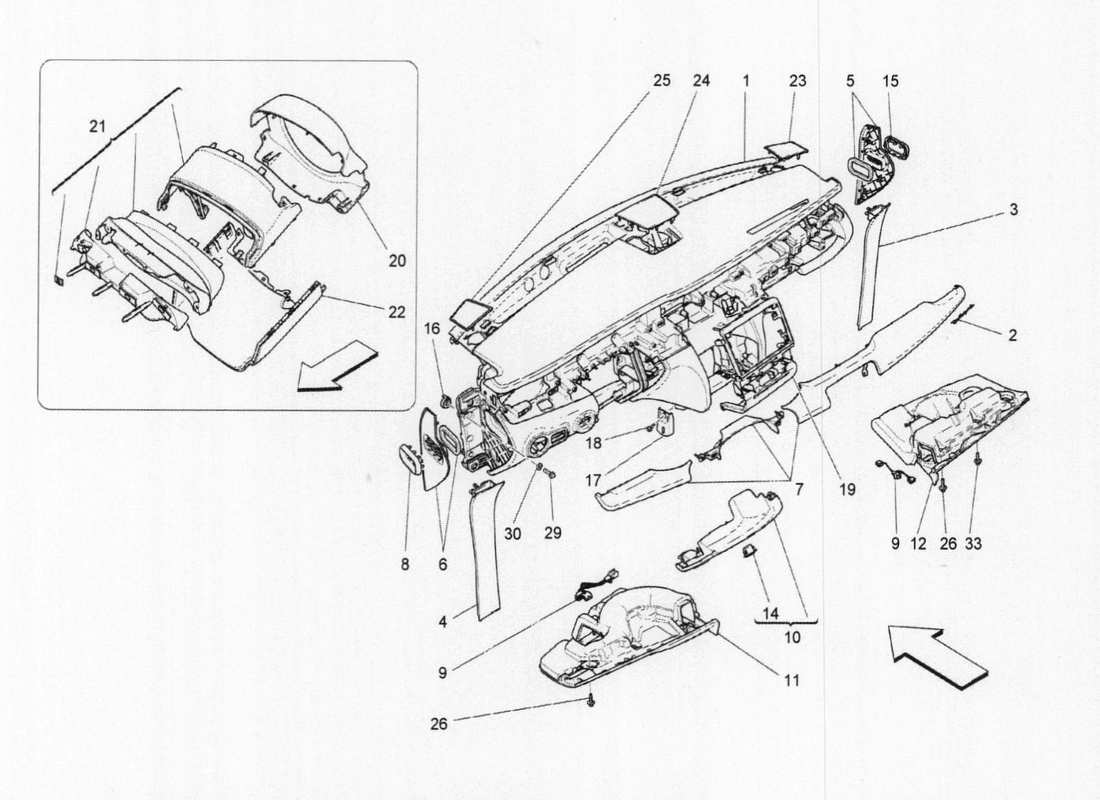 maserati qtp. v6 3.0 bt 410bhp 2015 diagrama de piezas de la unidad del tablero