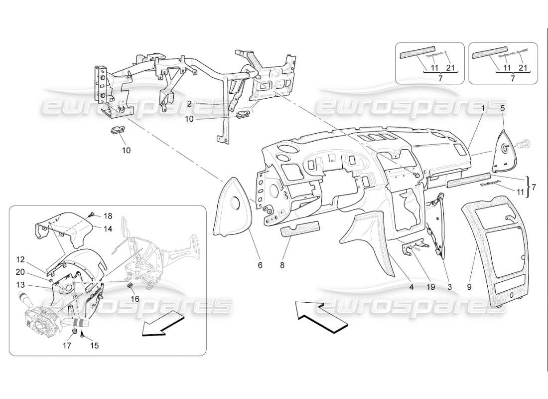 maserati qtp. (2009) 4.7 auto diagrama de piezas de la unidad del tablero