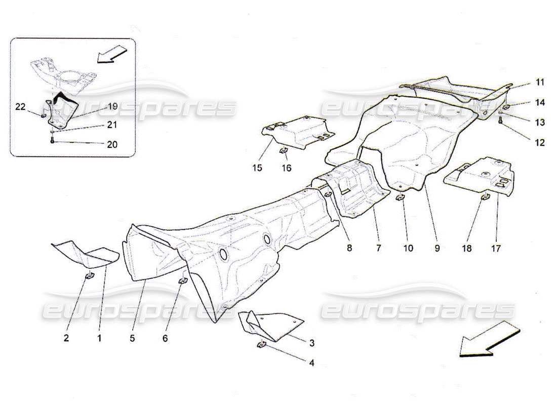 maserati qtp. (2010) 4.2 paneles aislantes térmicos en el interior del diagrama de piezas del vehículo