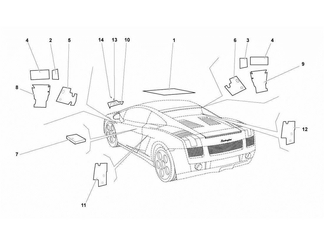 lamborghini gallardo lp560-4s update diagrama de piezas de aislamientos e insonorización