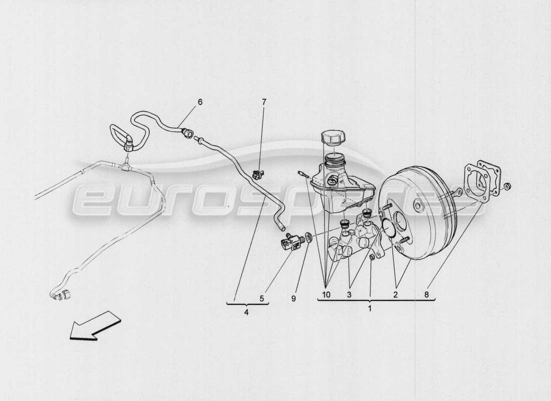 maserati qtp. v8 3.8 530bhp auto 2015 diagrama de piezas del servosistema de freno