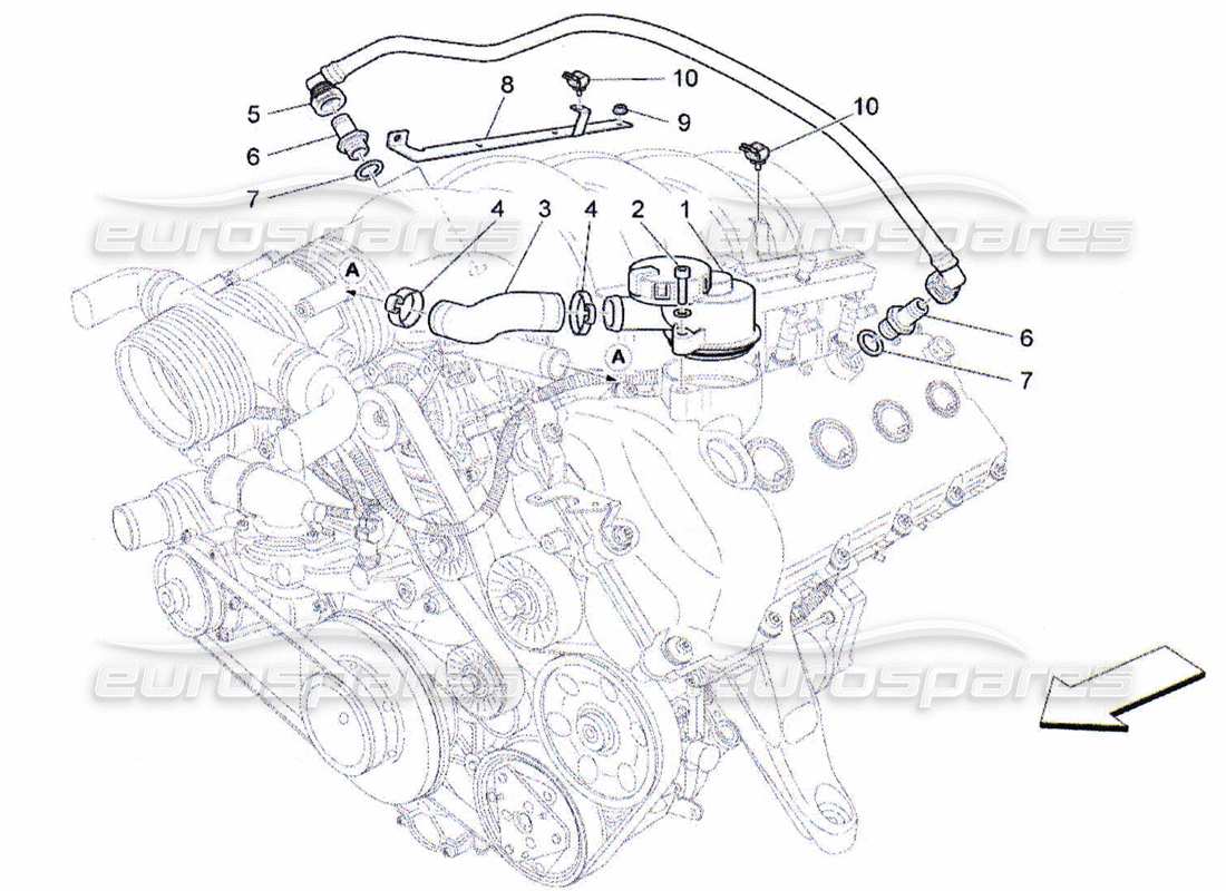 maserati qtp. (2010) 4.2 sistema de recirculación de vapor de aceite diagrama de piezas