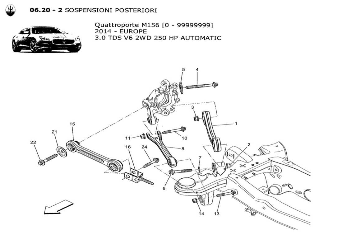 maserati qtp. v6 3.0 tds 250bhp 2014 diagrama de piezas de la suspensión trasera